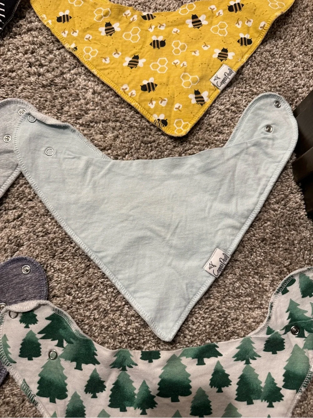 Baby Bandana Drool Bibs - Pack of 7 - Assorted Yellow, Black, Gray, Green